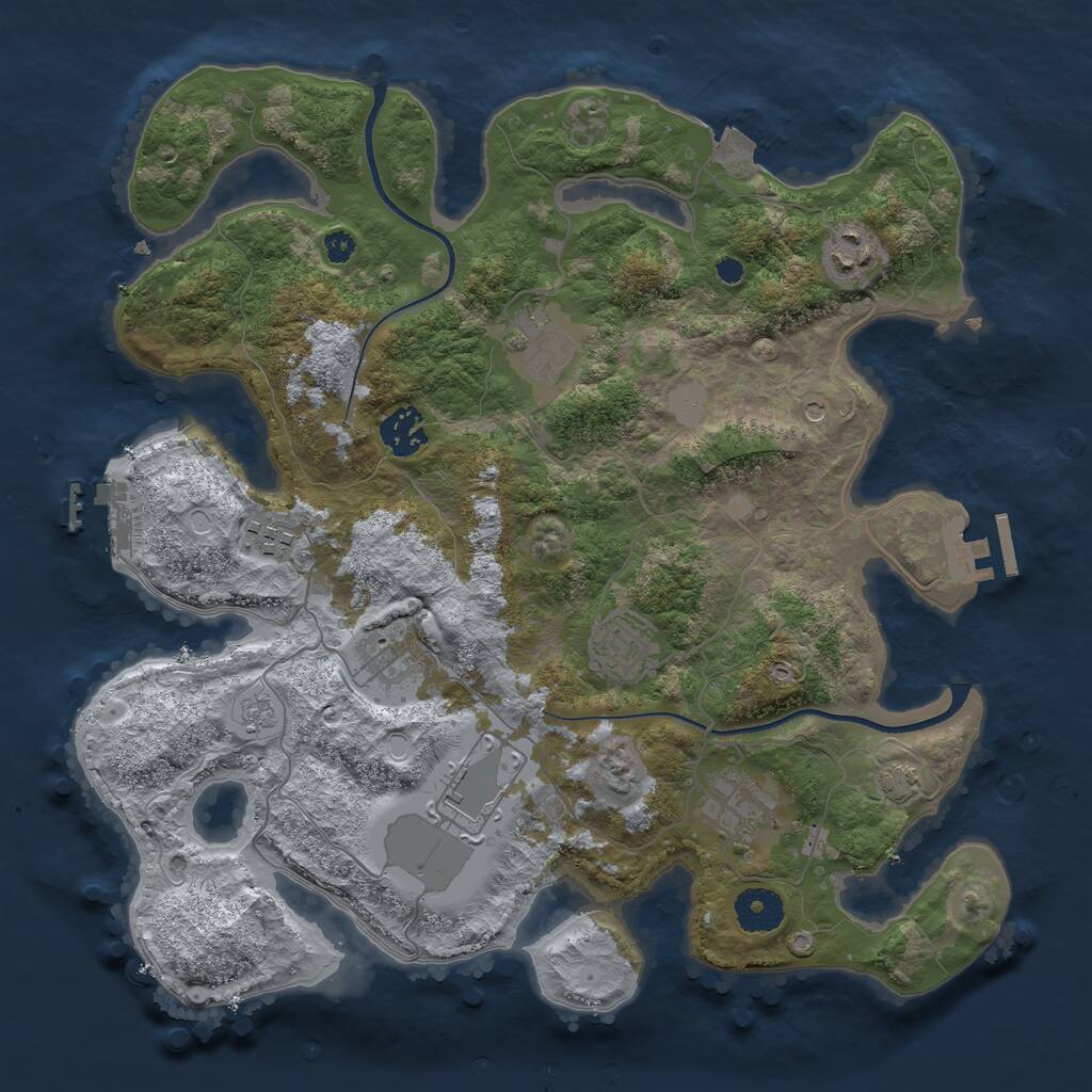 Rust Map: Procedural Map, Size: 3500, Seed: 735, 14 Monuments
