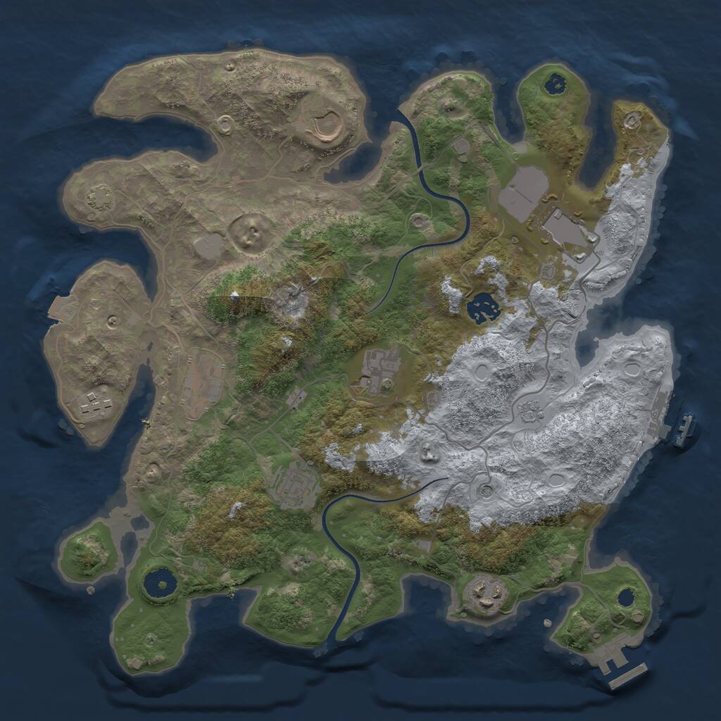 Rust Map: Procedural Map, Size: 3507, Seed: 2827179, 14 Monuments