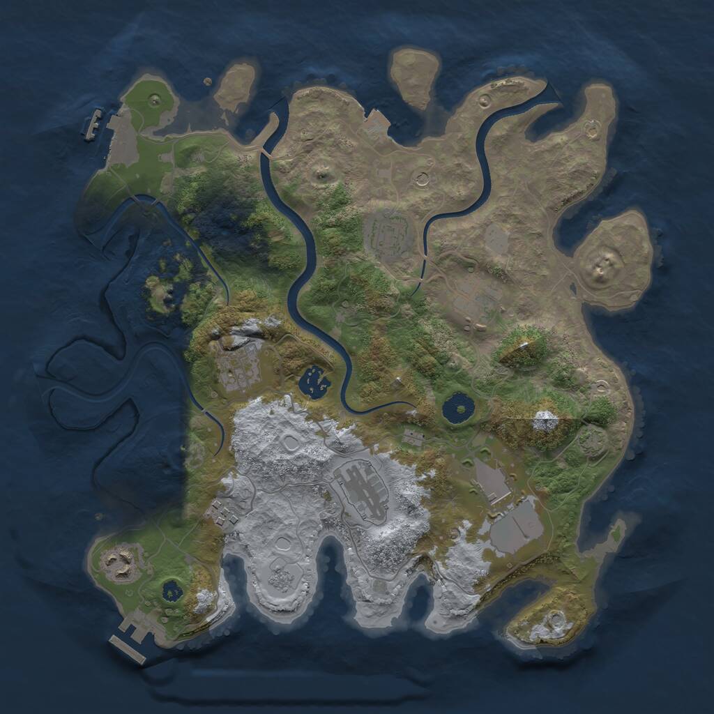 Rust Map: Procedural Map, Size: 3500, Seed: 913182, 14 Monuments