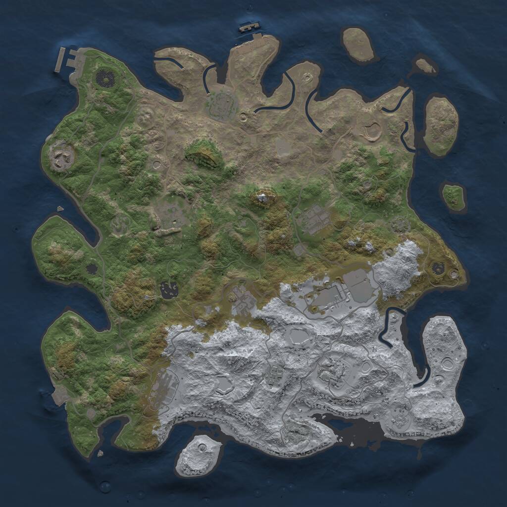 Rust Map: Procedural Map, Size: 4000, Seed: 836429077, 17 Monuments