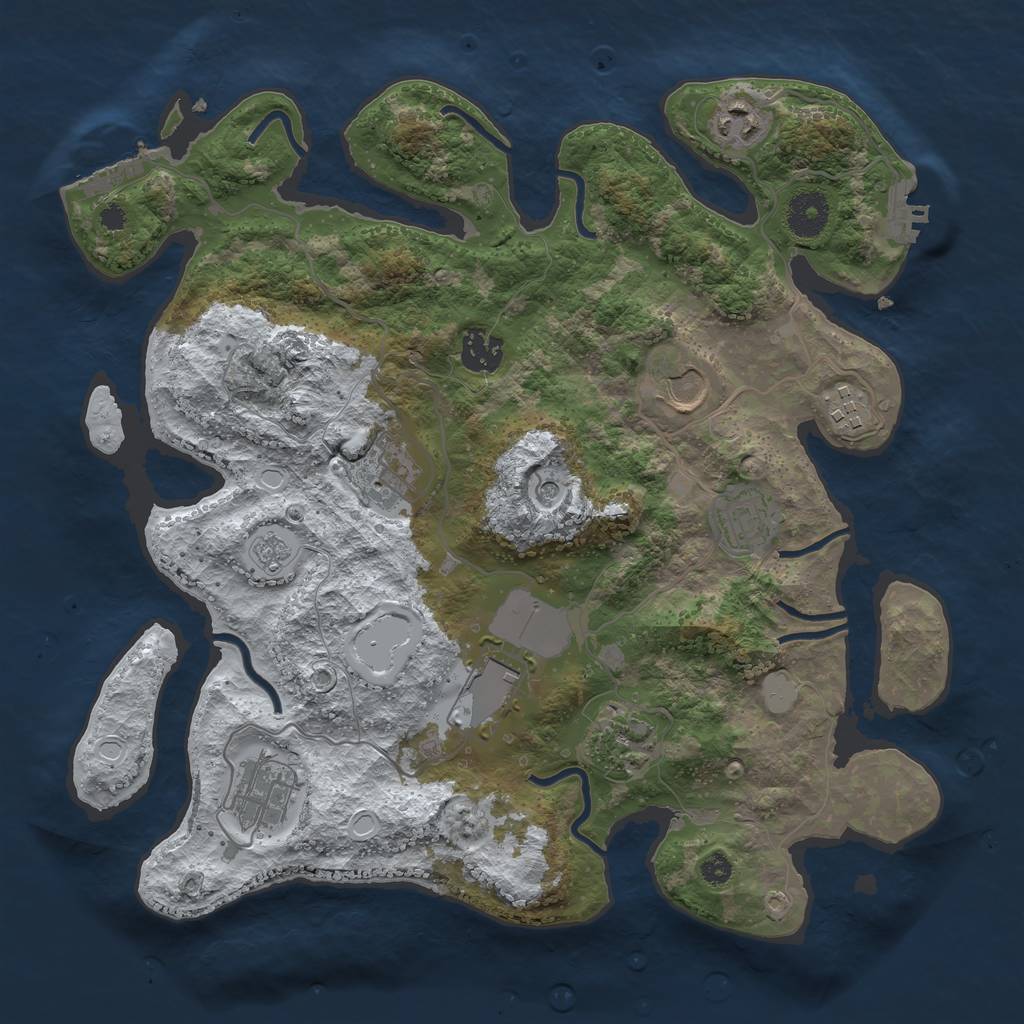 Rust Map: Procedural Map, Size: 3500, Seed: 171326123, 18 Monuments