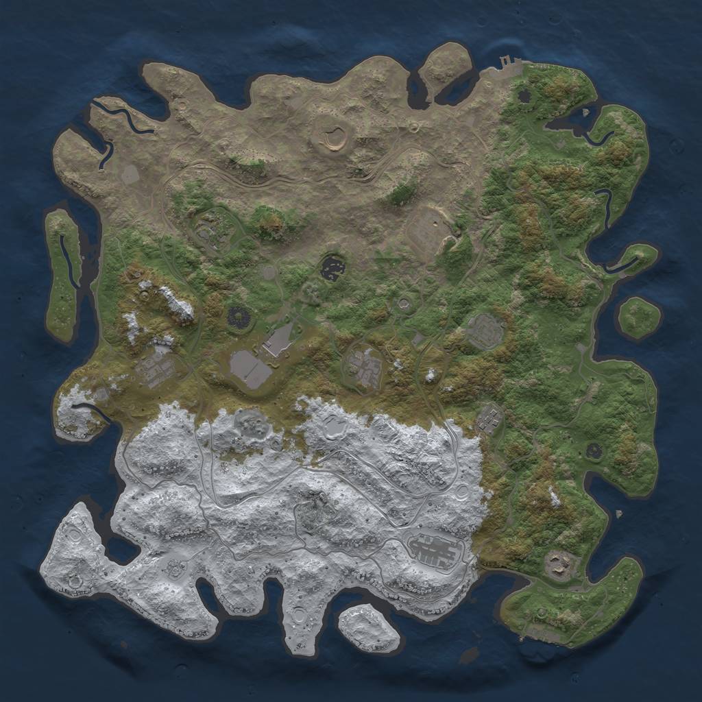 Rust Map: Procedural Map, Size: 4500, Seed: 128103033, 20 Monuments