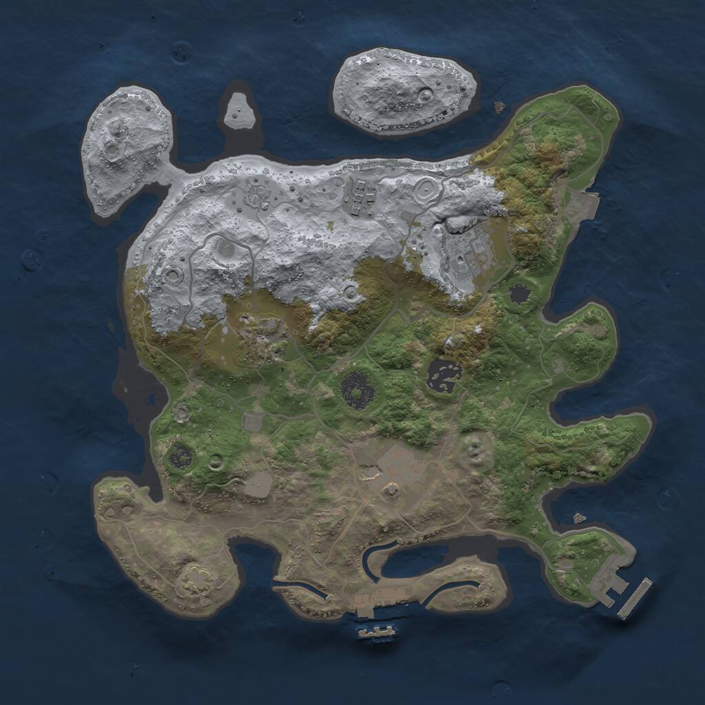 Rust Map: Procedural Map, Size: 3000, Seed: 256718, 10 Monuments