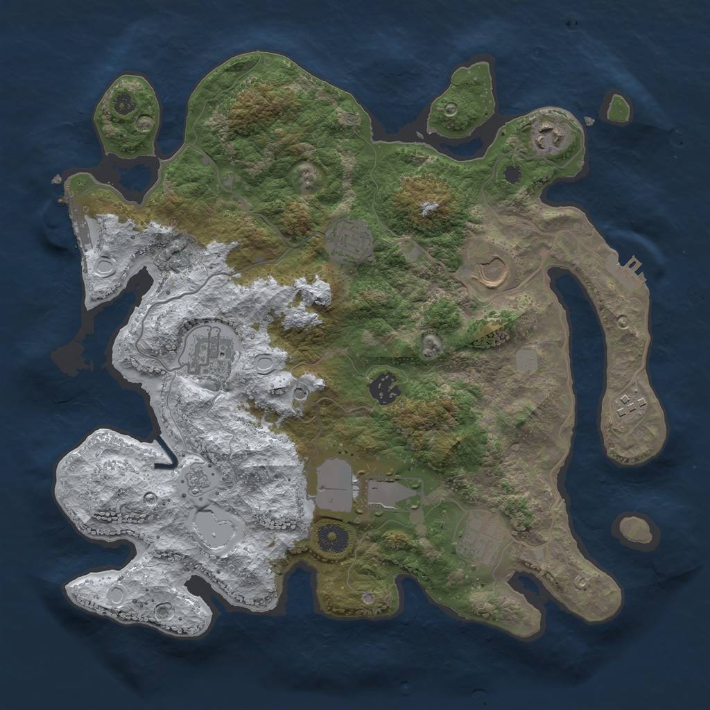 Rust Map: Procedural Map, Size: 3500, Seed: 5478964, 17 Monuments