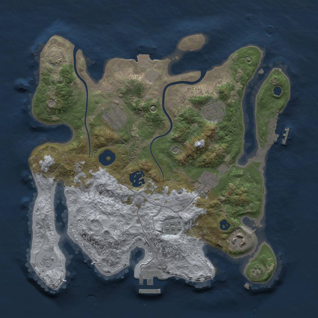 Rust Map: Procedural Map, Size: 3000, Seed: 349665599, 12 Monuments