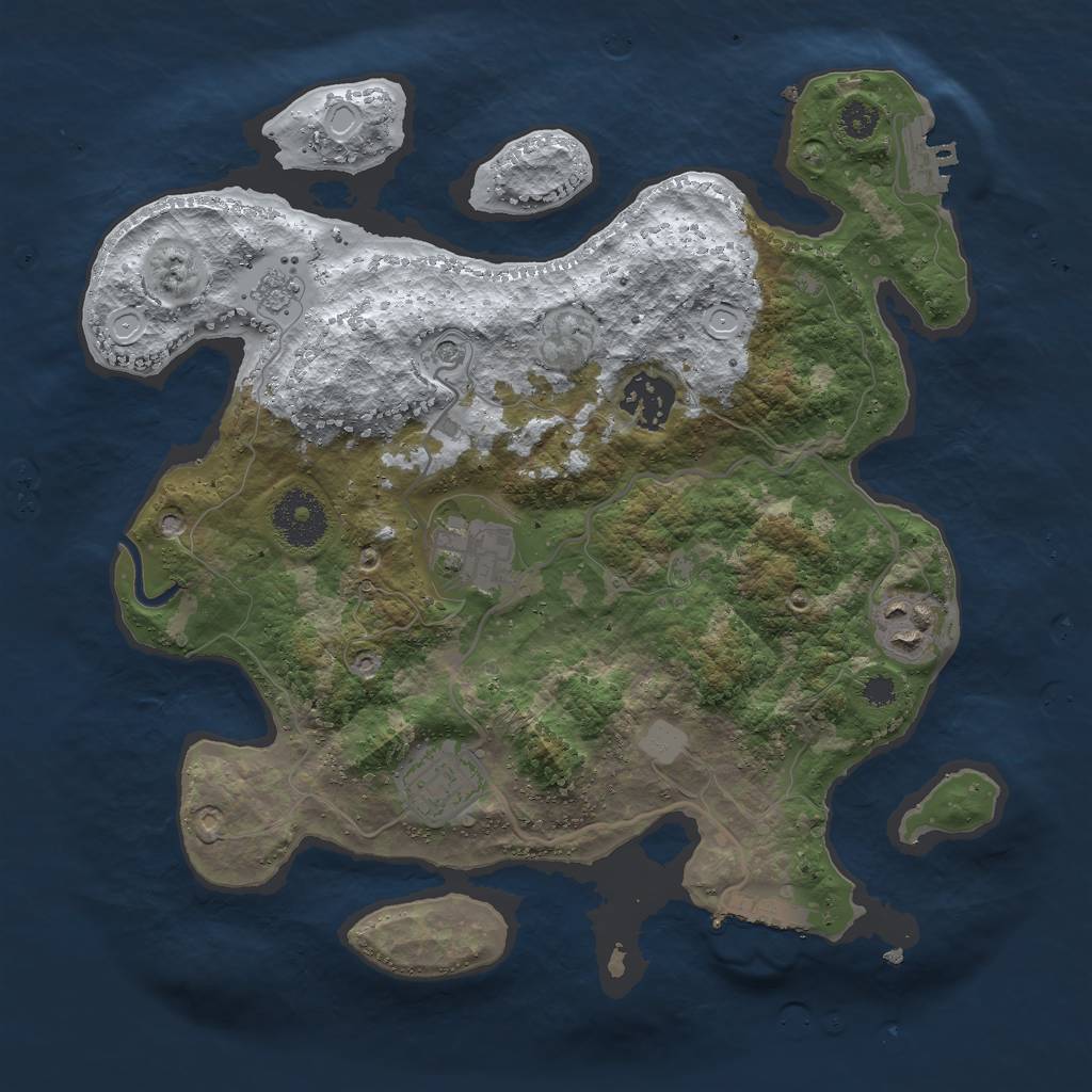 Rust Map: Procedural Map, Size: 3000, Seed: 661877, 13 Monuments