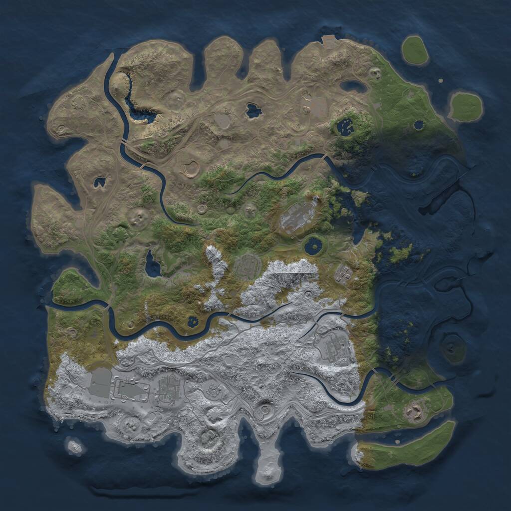 Rust Map: Procedural Map, Size: 4500, Seed: 1048009006, 15 Monuments