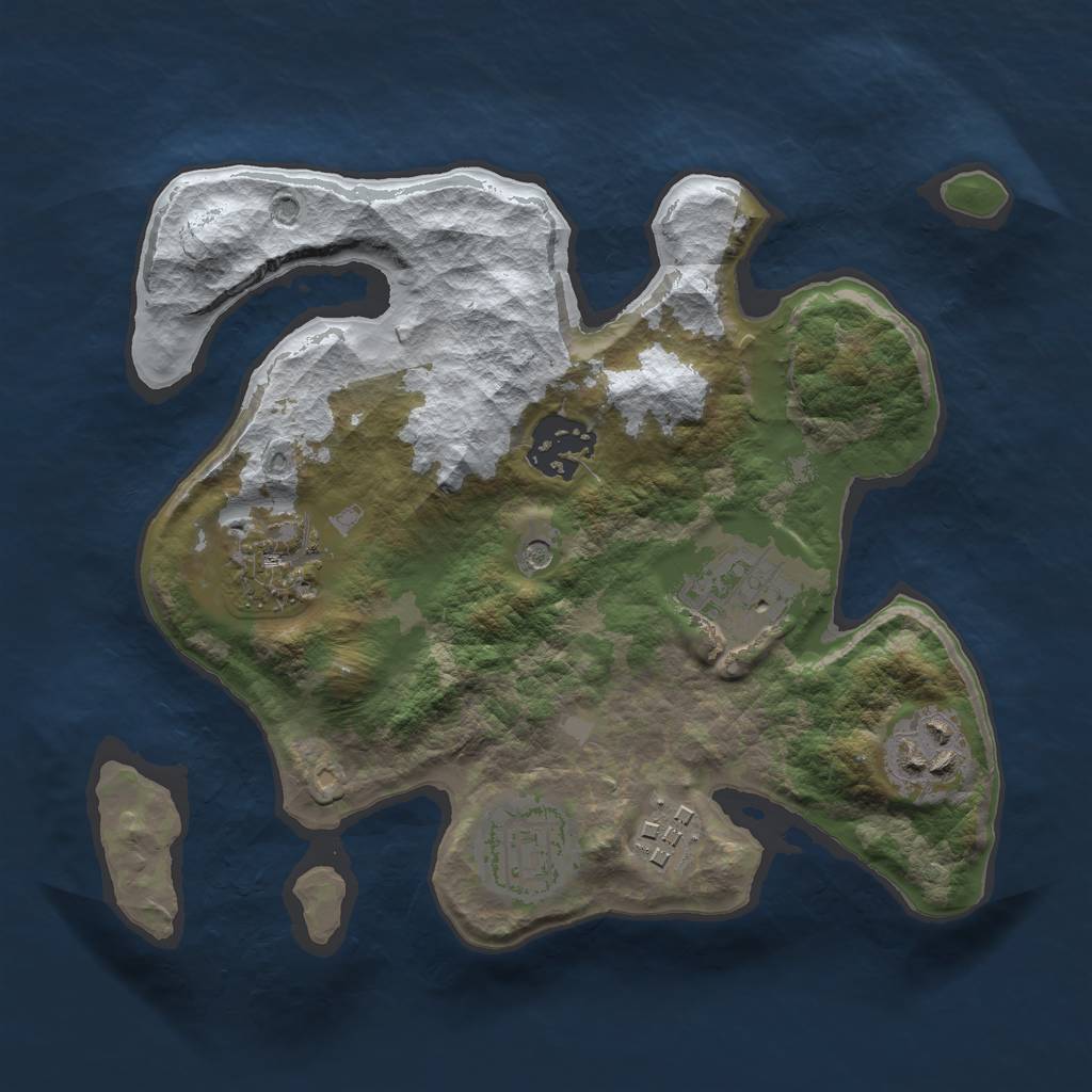 Rust Map: Barren, Size: 2500, Seed: 15623283, 9 Monuments