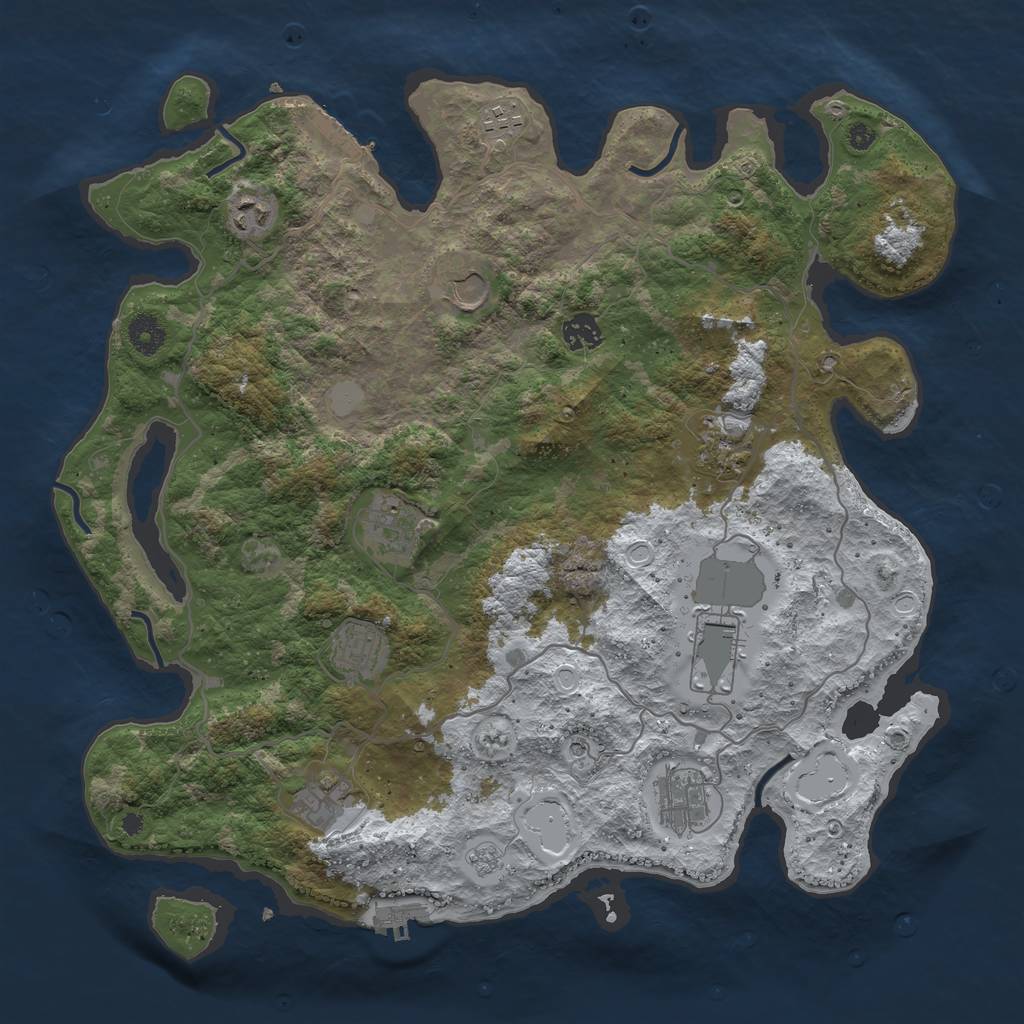 Rust Map: Procedural Map, Size: 4000, Seed: 1036231462, 19 Monuments