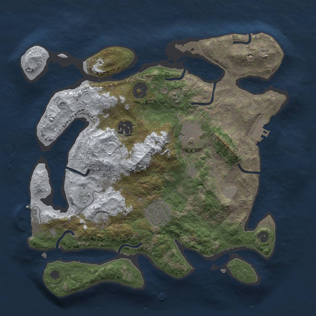 Rust Map: Procedural Map, Size: 3000, Seed: 456423165, 11 Monuments