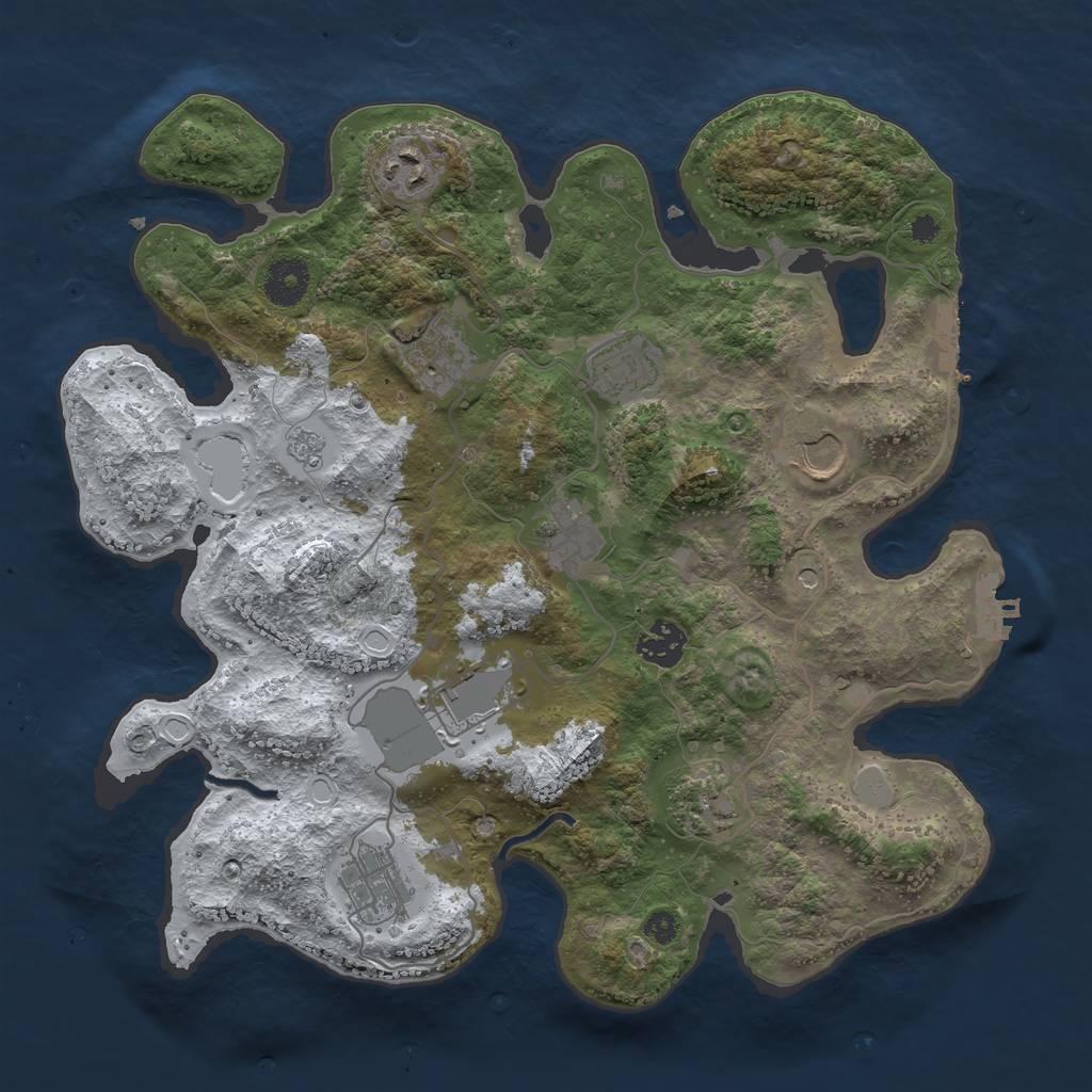 Rust Map: Procedural Map, Size: 3500, Seed: 34902058, 18 Monuments