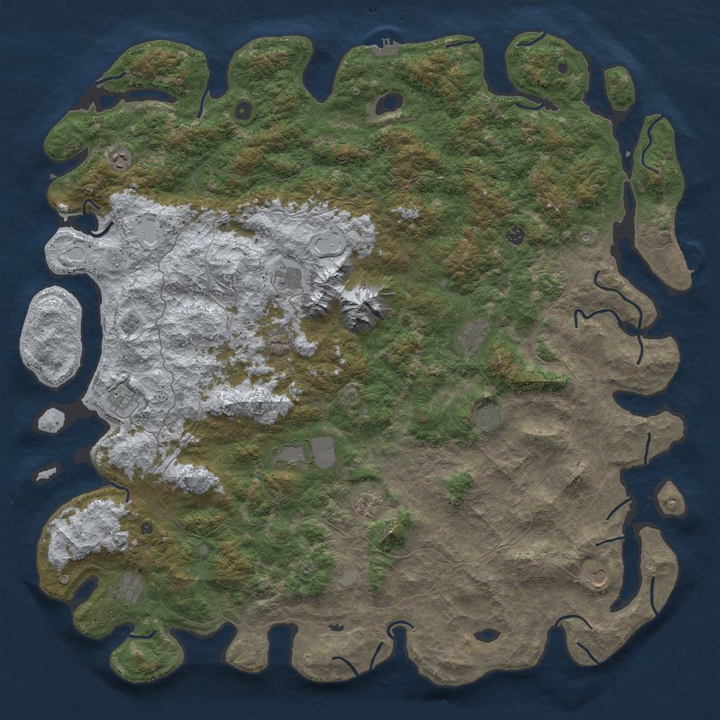 Rust Map: Procedural Map, Size: 6000, Seed: 1265180819, 20 Monuments