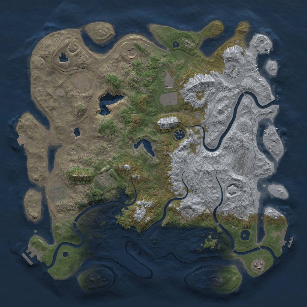 Rust Map: Procedural Map, Size: 4500, Seed: 1233821042, 16 Monuments