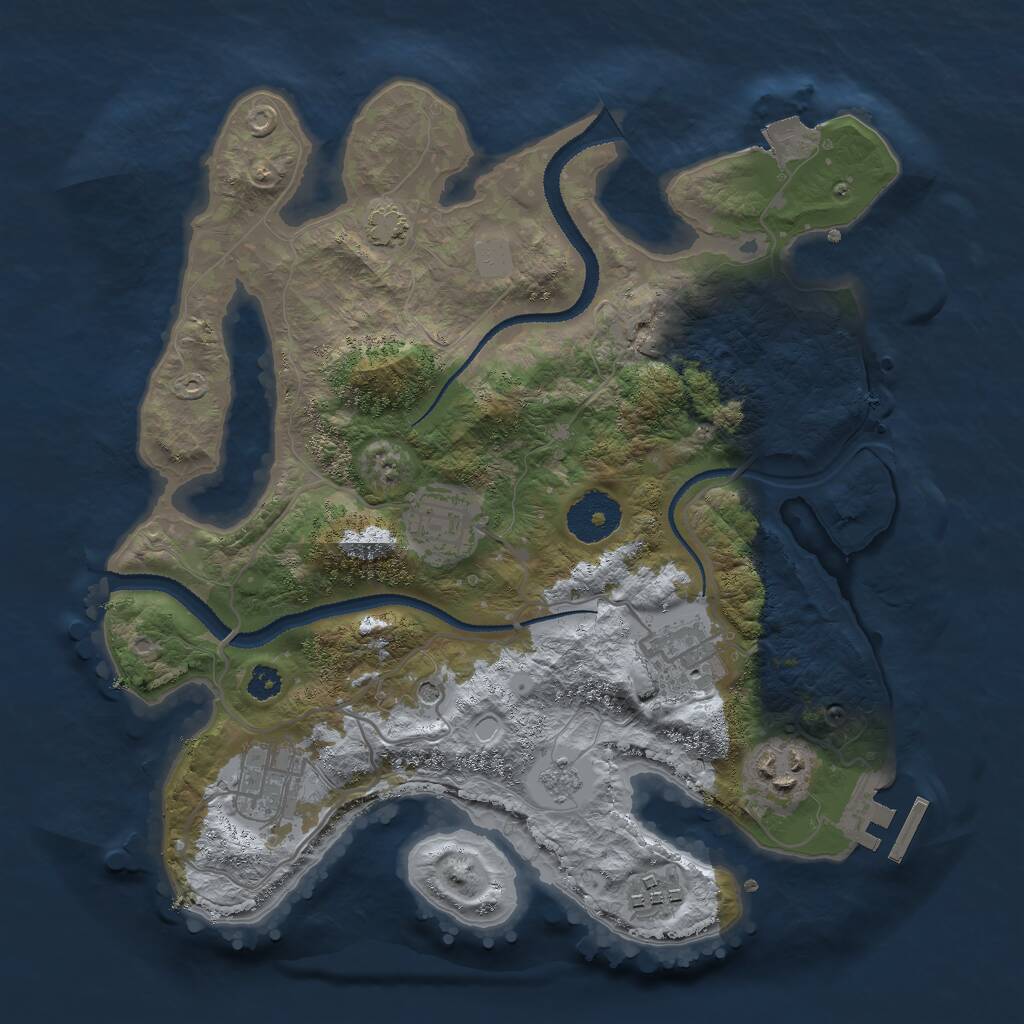 Rust Map: Procedural Map, Size: 3000, Seed: 369812, 10 Monuments