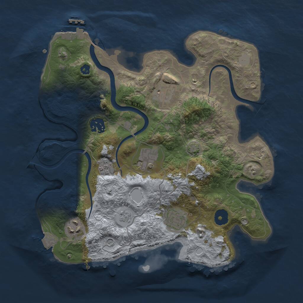Rust Map: Procedural Map, Size: 3000, Seed: 714466375, 11 Monuments