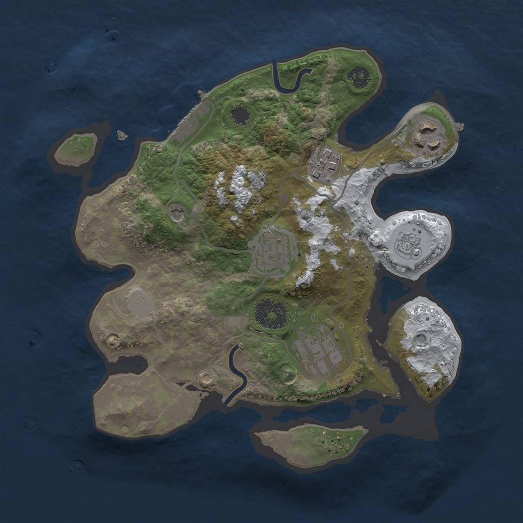 Rust Map: Procedural Map, Size: 2500, Seed: 666420, 12 Monuments