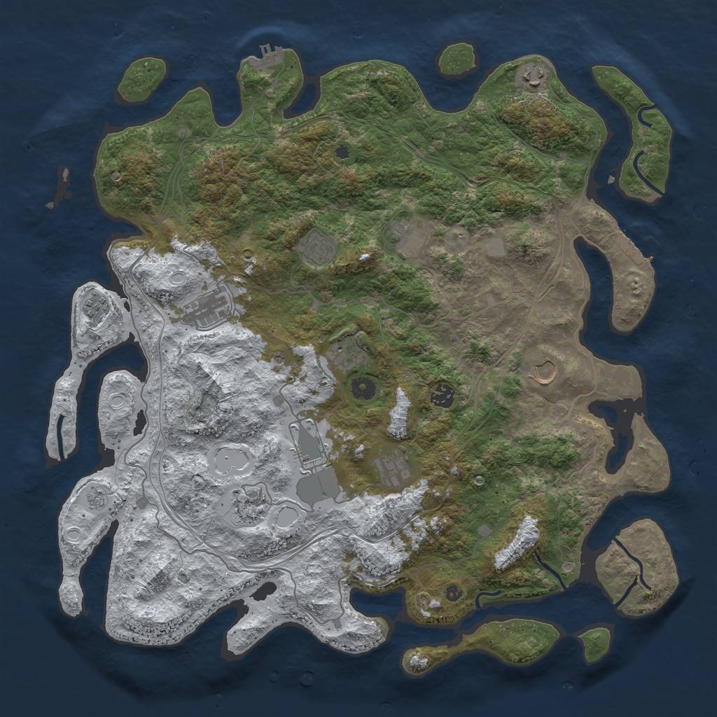 Rust Map: Procedural Map, Size: 4500, Seed: 56151686, 20 Monuments