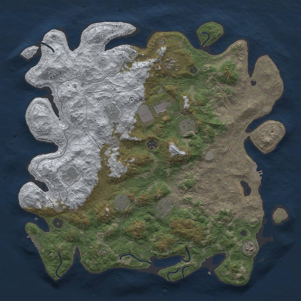 Rust Map: Procedural Map, Size: 4500, Seed: 79306418, 19 Monuments