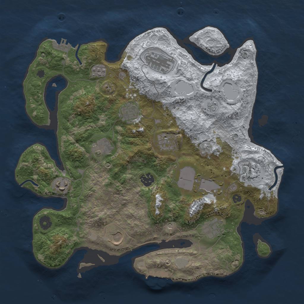 Rust Map: Procedural Map, Size: 3500, Seed: 244625, 20 Monuments