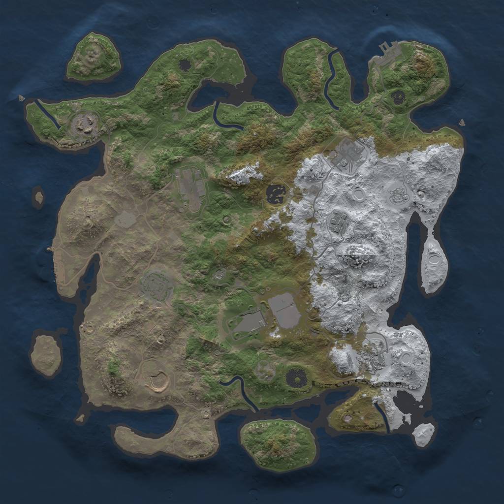 Rust Map: Procedural Map, Size: 3700, Seed: 461987180, 18 Monuments