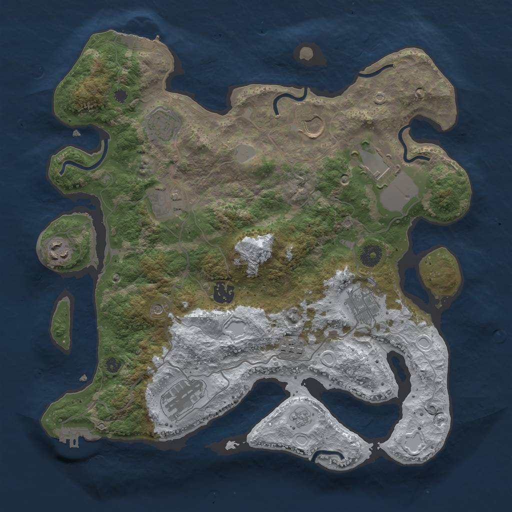Rust Map: Procedural Map, Size: 3500, Seed: 67576876, 18 Monuments