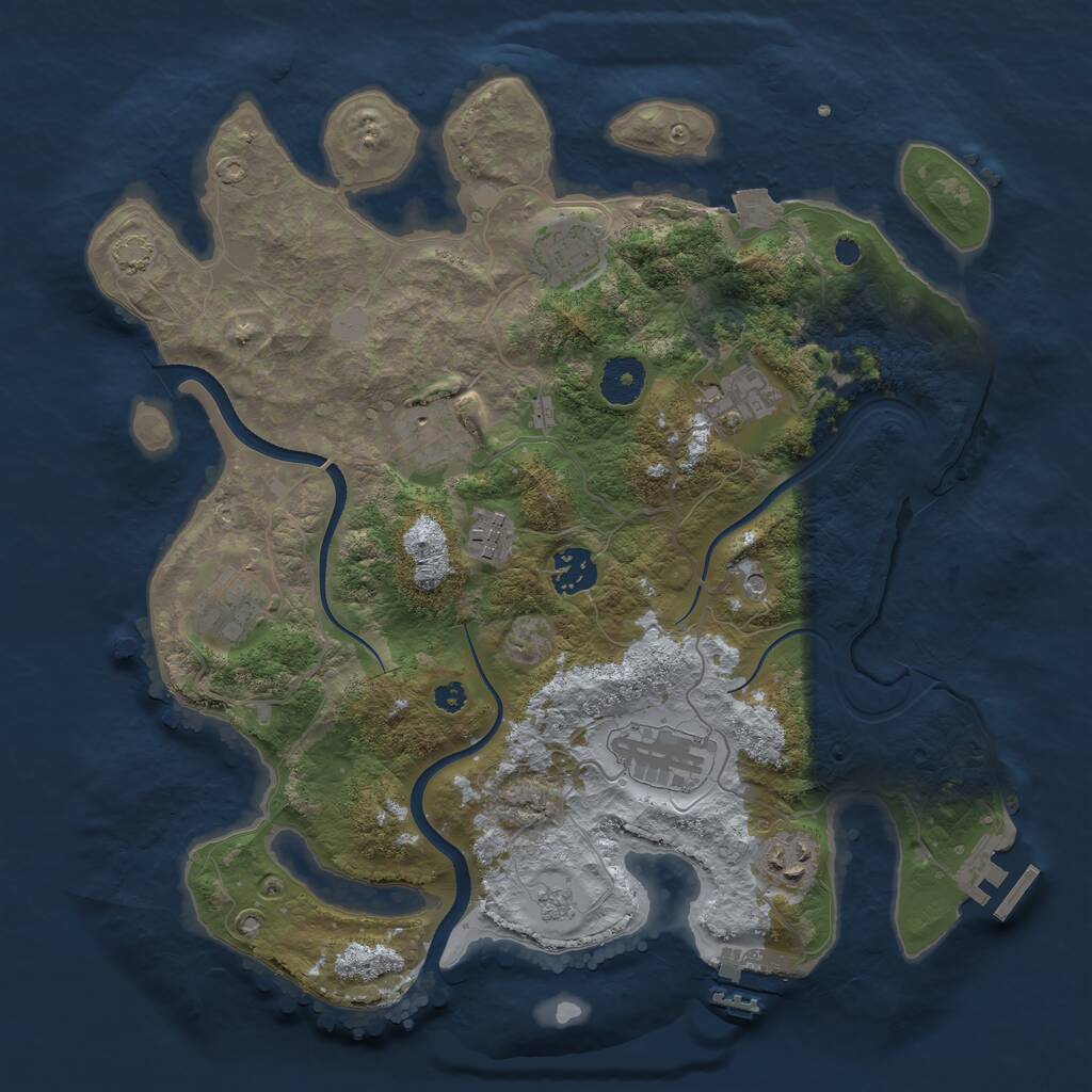Rust Map: Procedural Map, Size: 3500, Seed: 1214257976, 14 Monuments