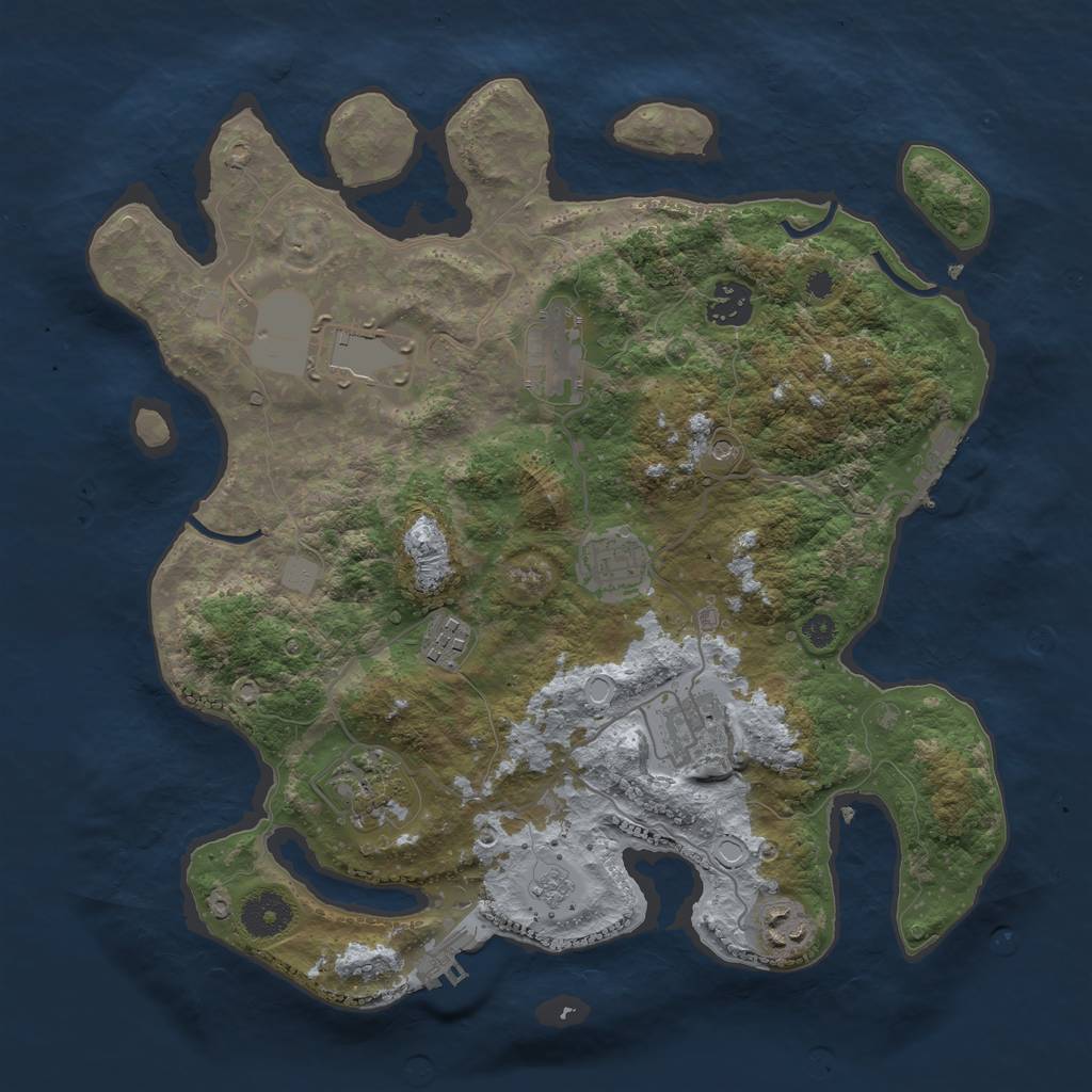 Rust Map: Procedural Map, Size: 3500, Seed: 1214257976, 17 Monuments