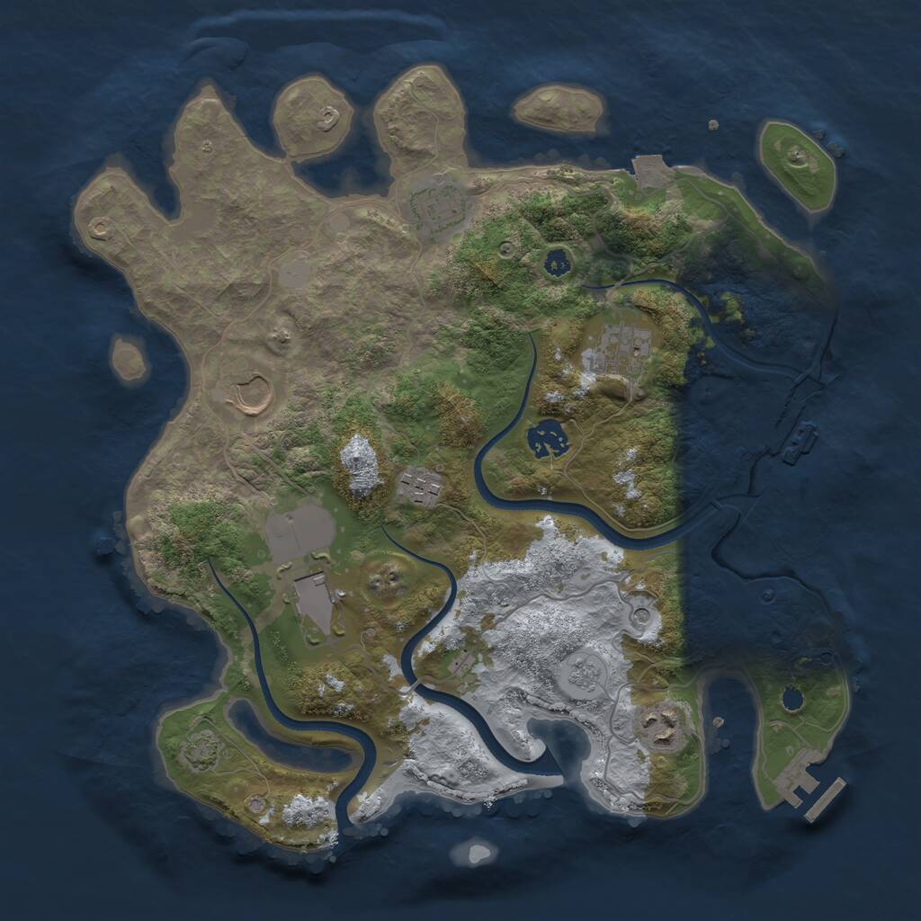 Rust Map: Procedural Map, Size: 3500, Seed: 1214257976, 13 Monuments