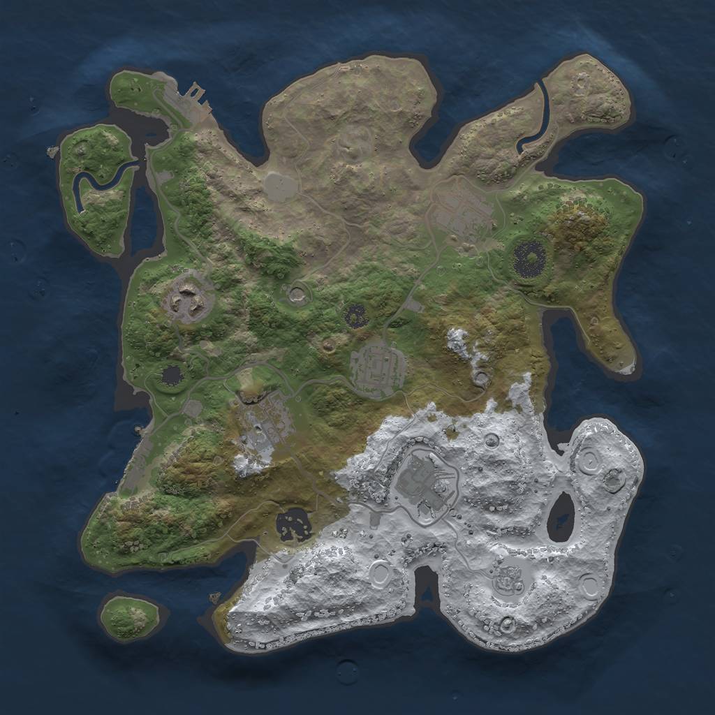 Rust Map: Procedural Map, Size: 3000, Seed: 542647787, 15 Monuments
