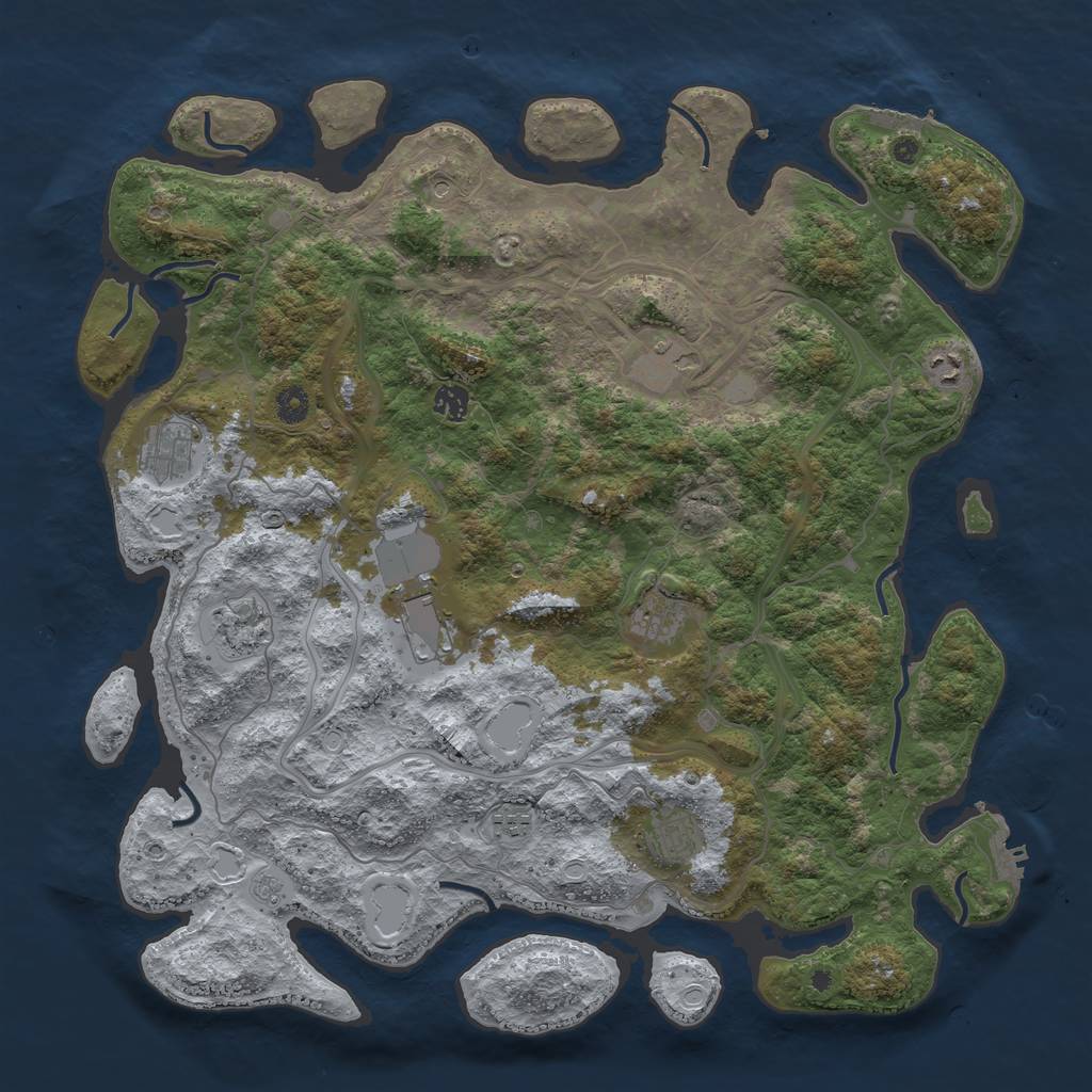 Rust Map: Procedural Map, Size: 4500, Seed: 456921, 18 Monuments