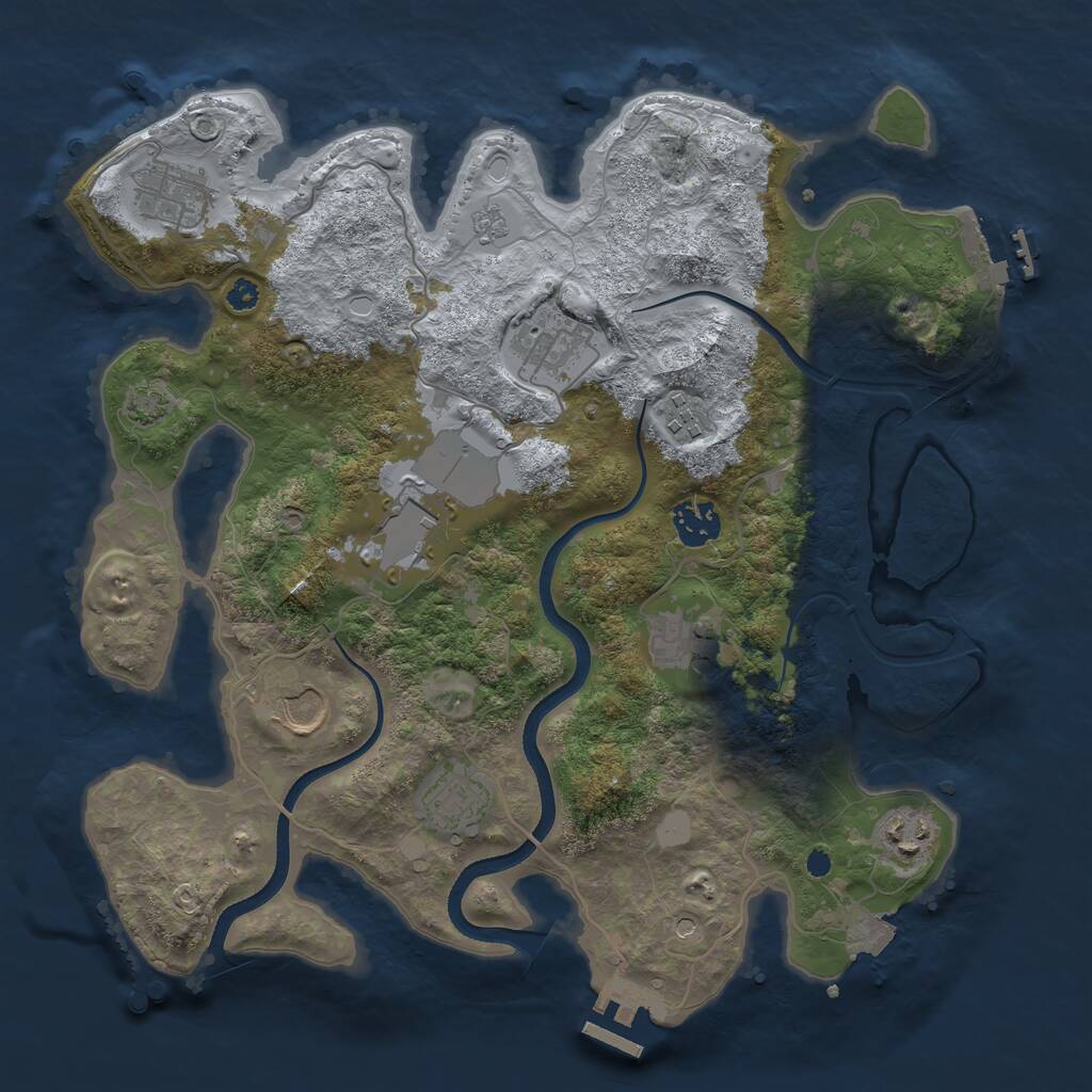 Rust Map: Procedural Map, Size: 3500, Seed: 1362223009, 15 Monuments