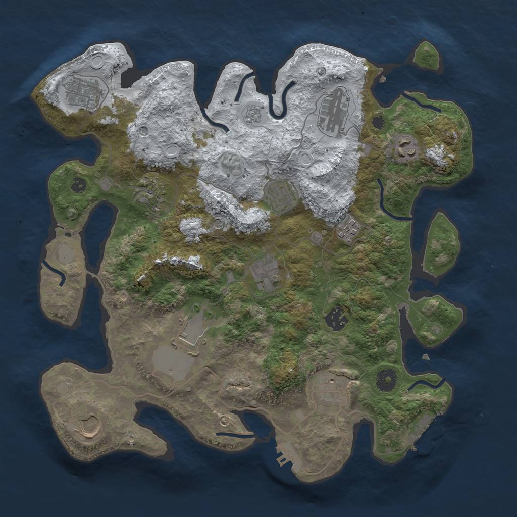 Rust Map: Procedural Map, Size: 3500, Seed: 1362223009, 20 Monuments