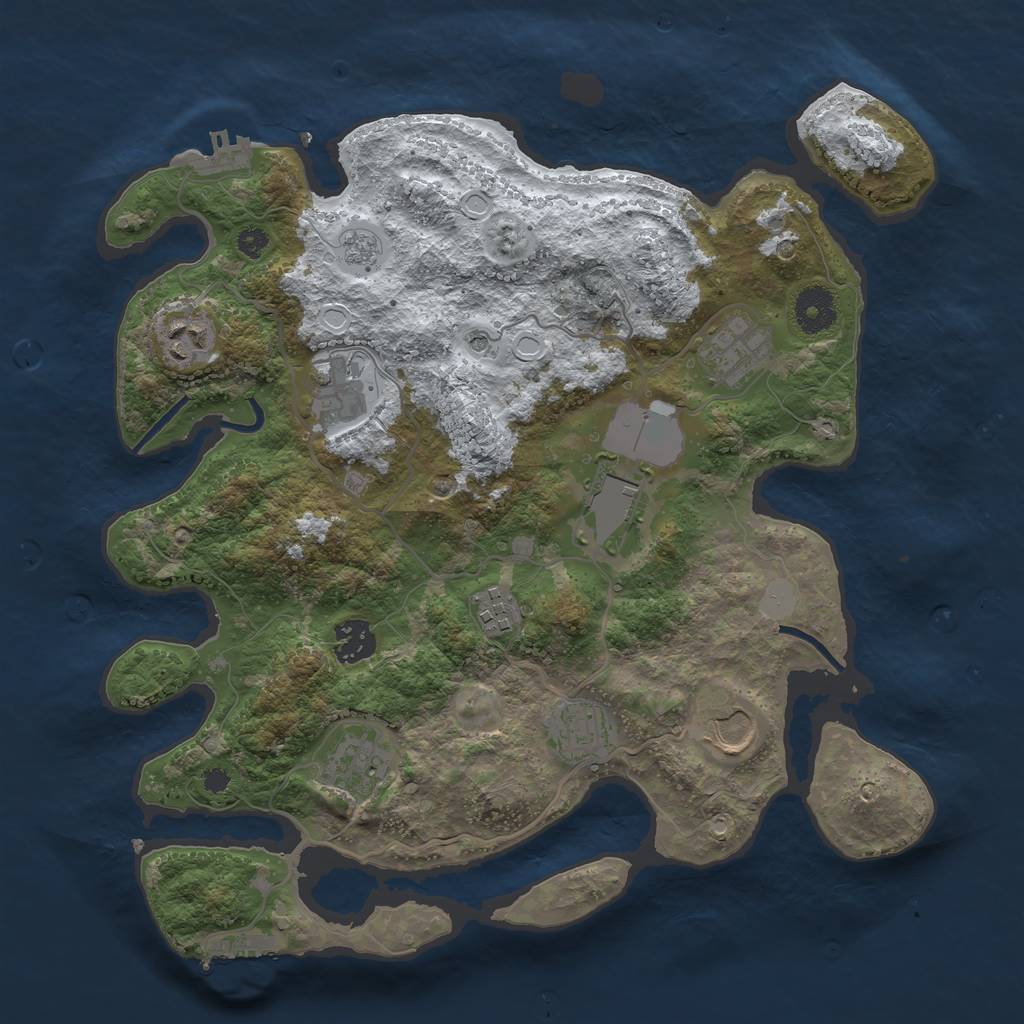 Rust Map: Procedural Map, Size: 3500, Seed: 175227, 18 Monuments