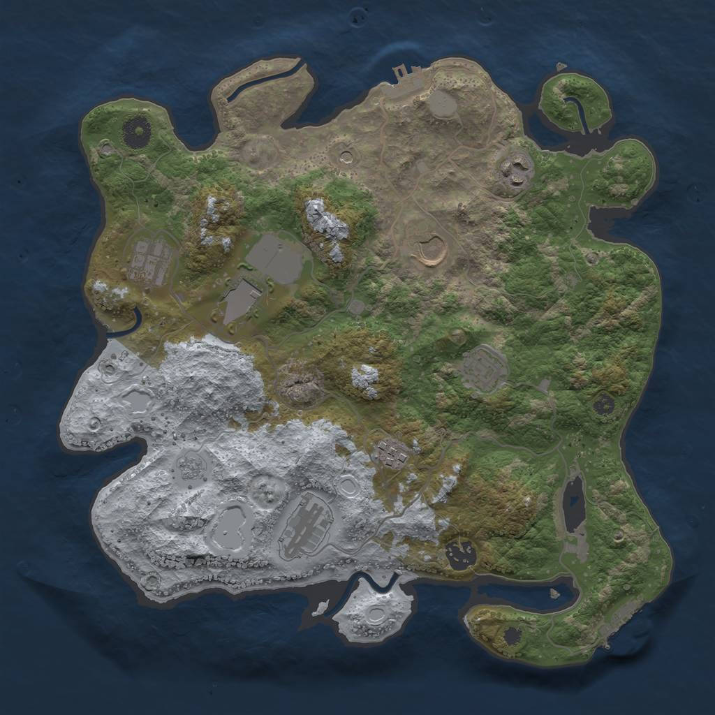 Rust Map: Procedural Map, Size: 3500, Seed: 1582379689, 17 Monuments
