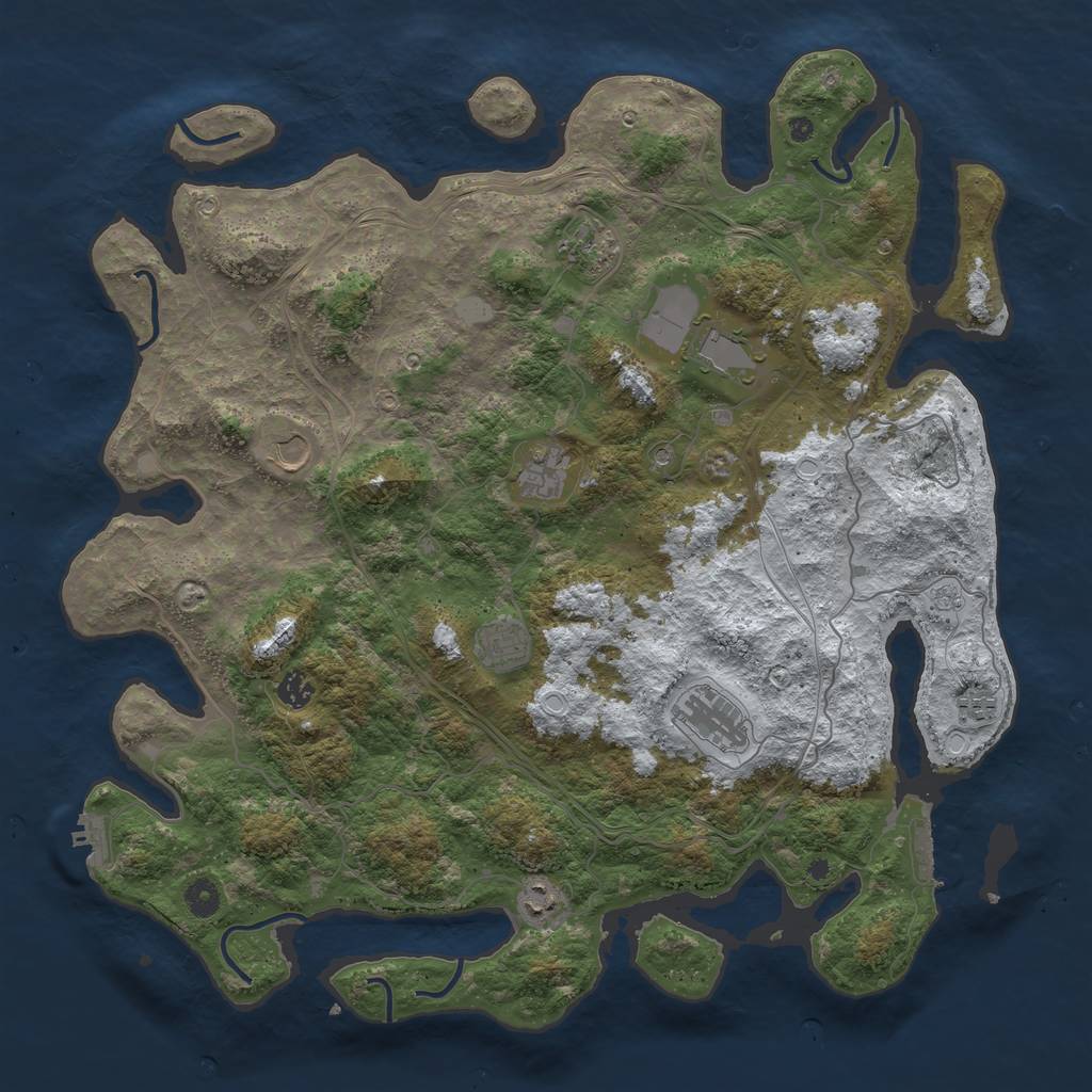 Rust Map: Procedural Map, Size: 4500, Seed: 21422, 18 Monuments