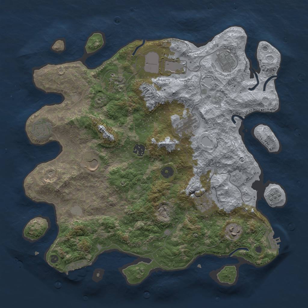 Rust Map: Procedural Map, Size: 3850, Seed: 590256568, 17 Monuments