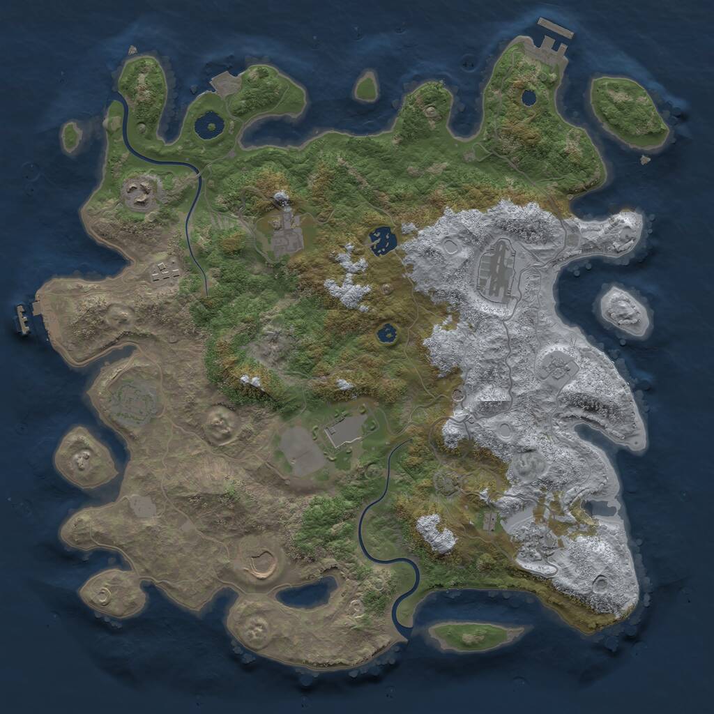 Rust Map: Procedural Map, Size: 3850, Seed: 23760222, 15 Monuments
