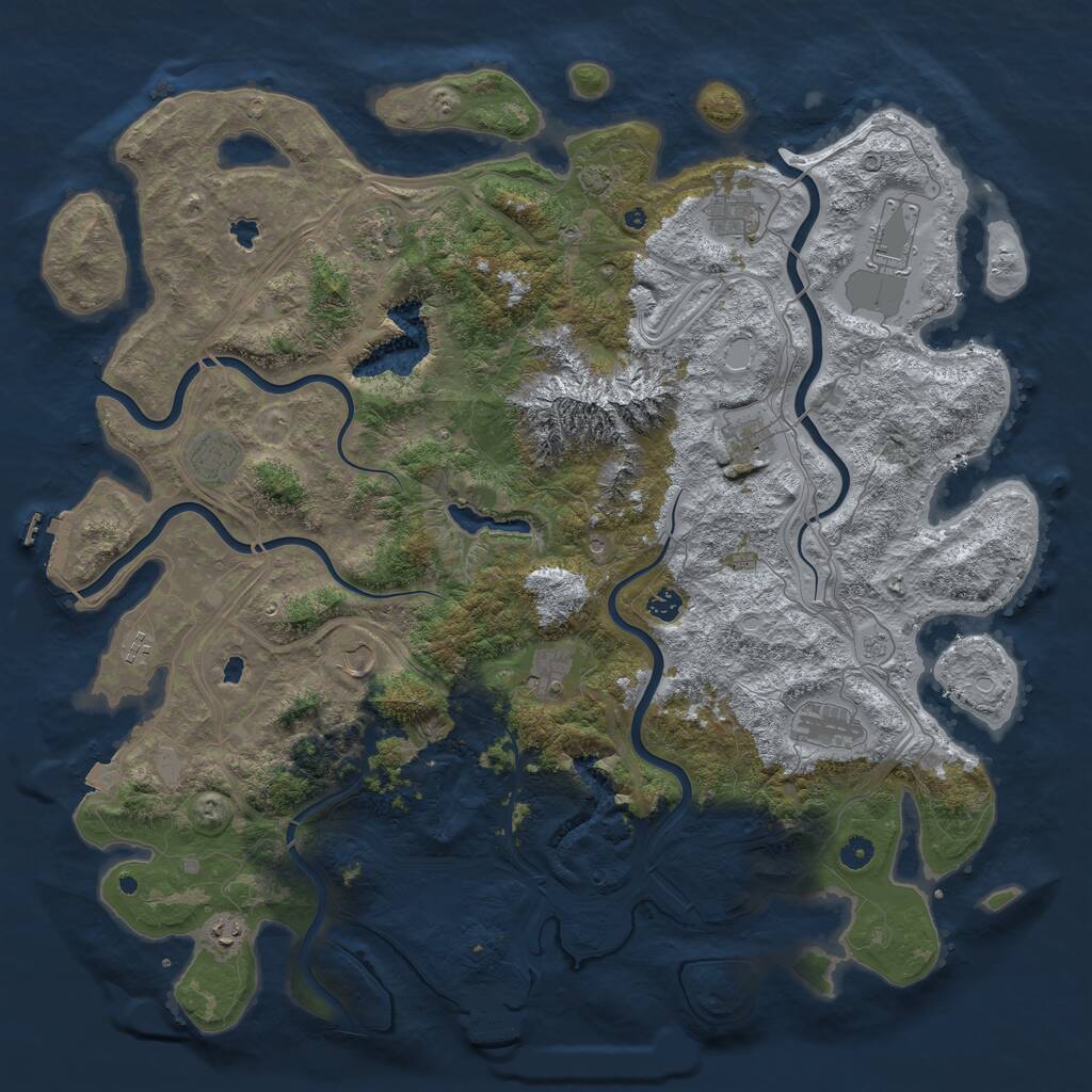 Rust Map: Procedural Map, Size: 5000, Seed: 4586532, 17 Monuments