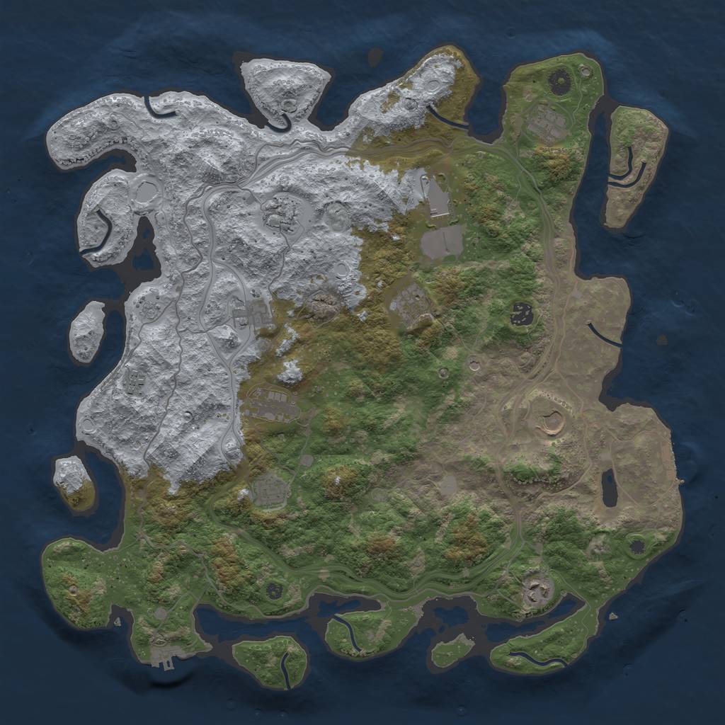 Rust Map: Procedural Map, Size: 4500, Seed: 1276253106, 18 Monuments