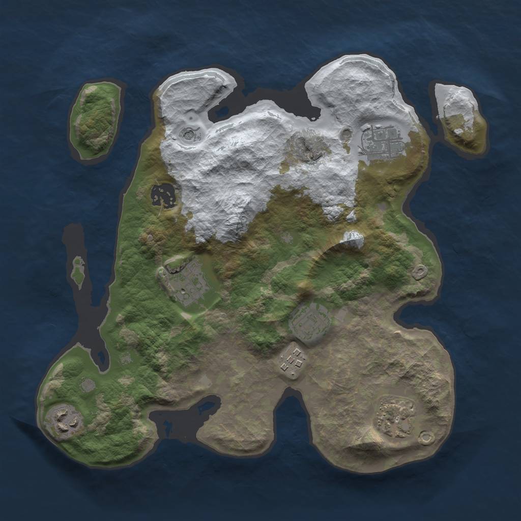 Rust Map: Barren, Size: 3000, Seed: 1943695769, 10 Monuments