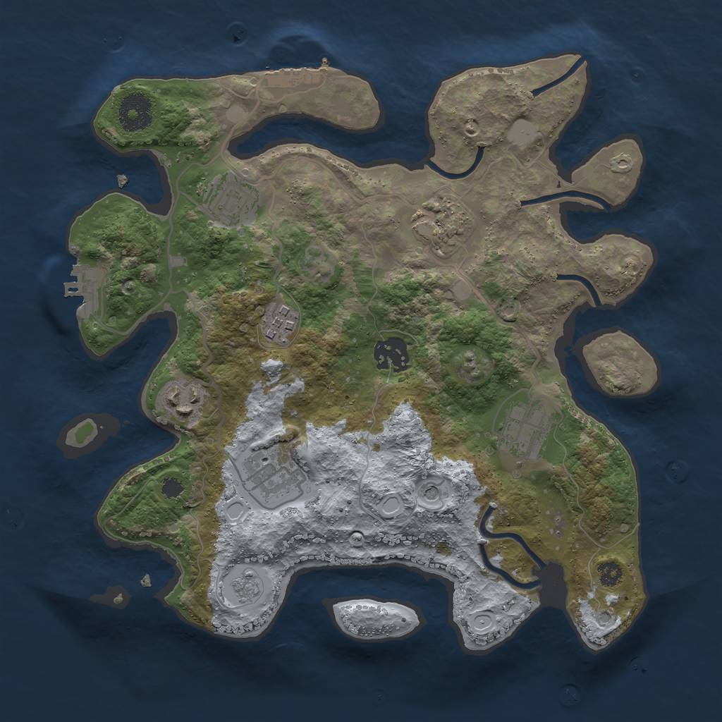 Rust Map: Procedural Map, Size: 3000, Seed: 946846056, 16 Monuments