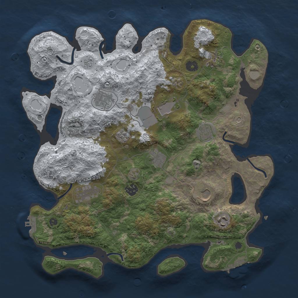 Rust Map: Procedural Map, Size: 3750, Seed: 769420392, 19 Monuments