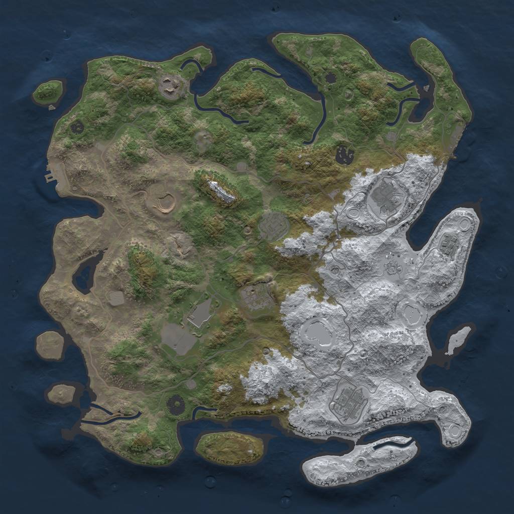 Rust Map: Procedural Map, Size: 4000, Seed: 48307620, 18 Monuments