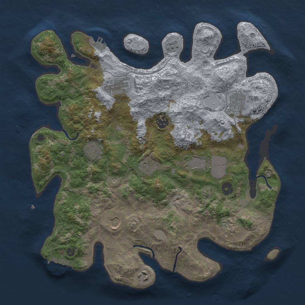 Rust Map: Procedural Map, Size: 3700, Seed: 1799327455, 19 Monuments
