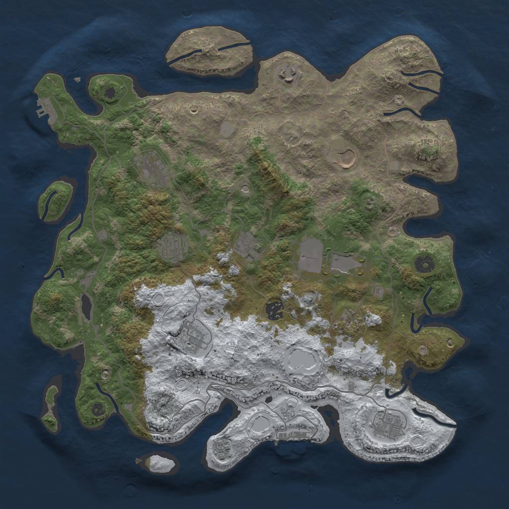 Rust Map: Procedural Map, Size: 4000, Seed: 963301431, 20 Monuments