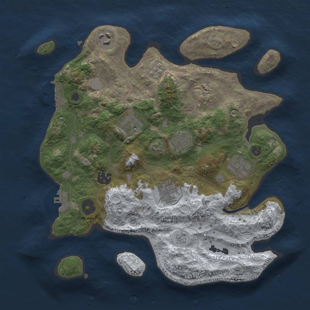 Rust Map: Procedural Map, Size: 3200, Seed: 1387222368, 17 Monuments