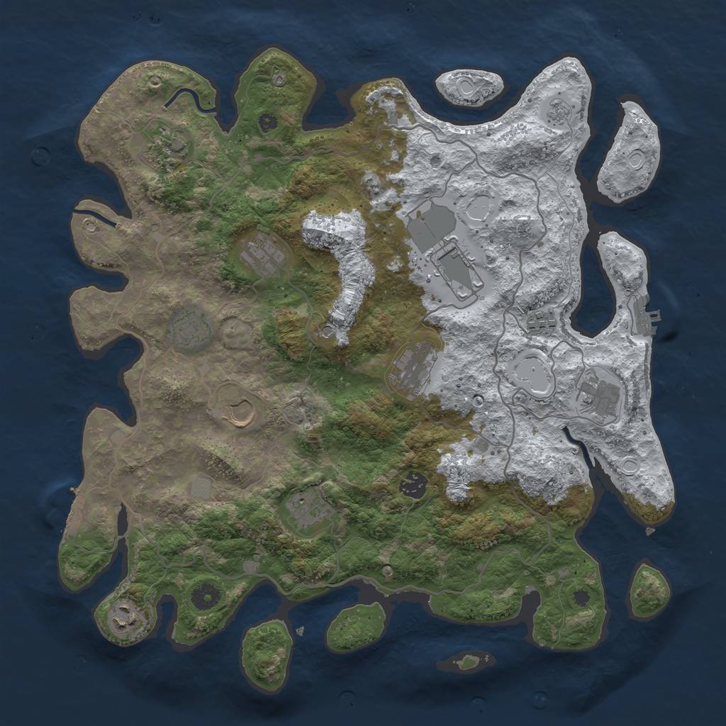 Rust Map: Procedural Map, Size: 4000, Seed: 733857700, 20 Monuments