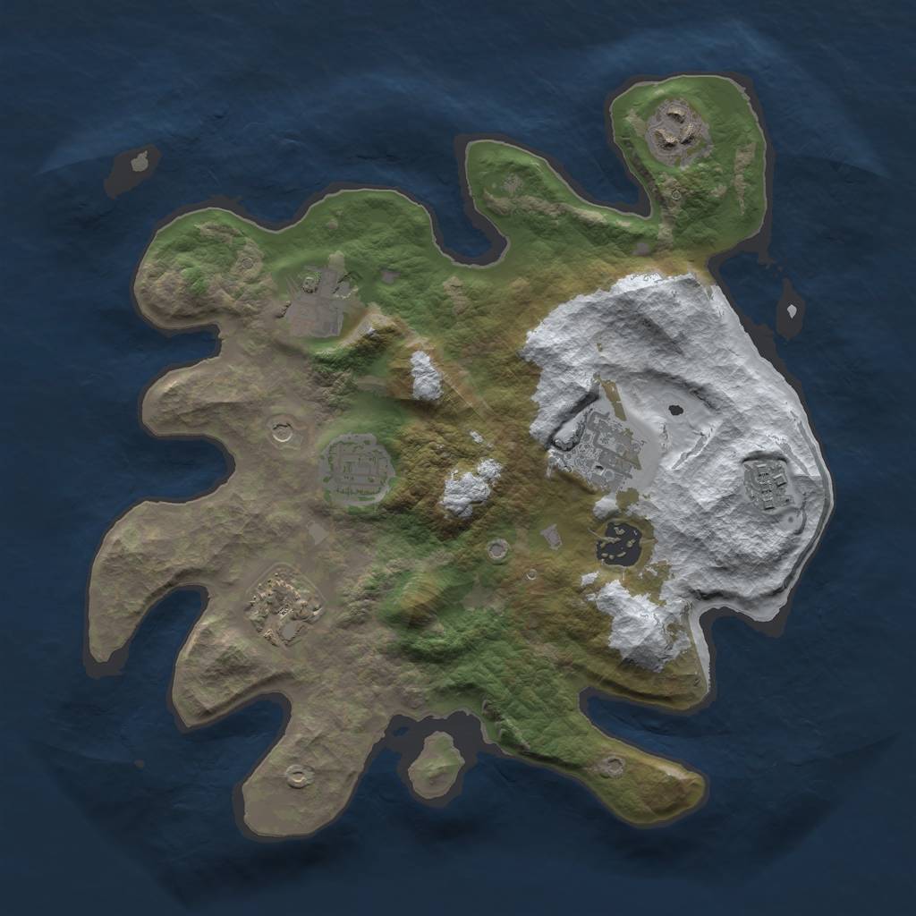 Rust Map: Barren, Size: 3000, Seed: 880955, 10 Monuments