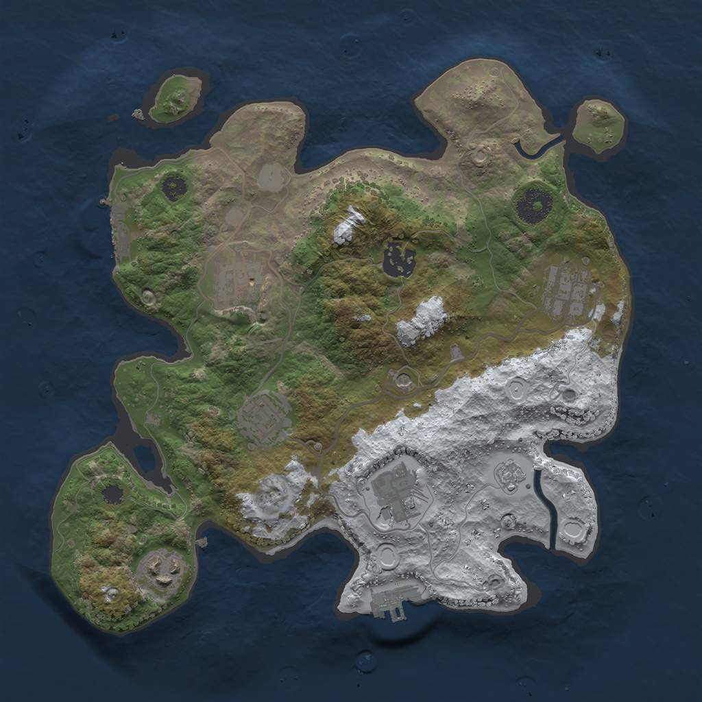 Rust Map: Procedural Map, Size: 3000, Seed: 185510, 15 Monuments