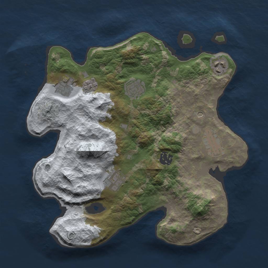 Rust Map: Barren, Size: 3000, Seed: 229003, 10 Monuments